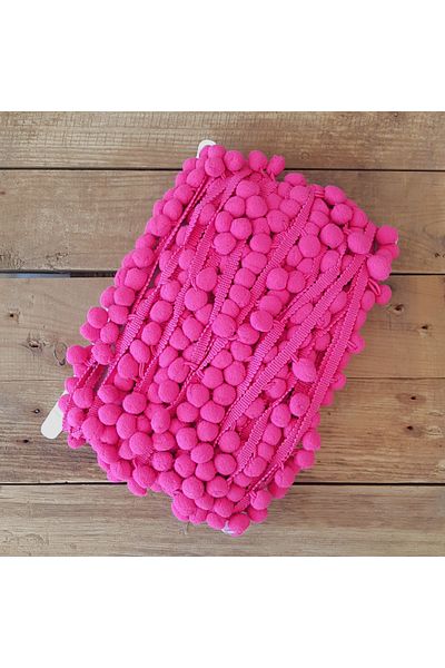 Bimotif Dark pink pom-pom ribbon, 1.5 cm 2 meters