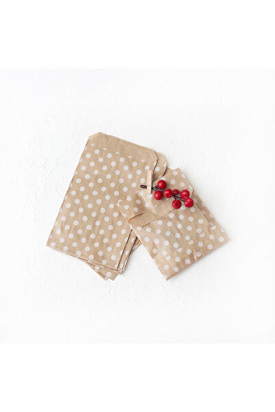 Bimotif Paper Bag with Polka Dot Pattern, Kraft-White 11X20 cm - 100 Pieces
