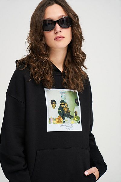 NURLAND Kendrick Lamar Good Oversize Hooded Black Sweatshirt