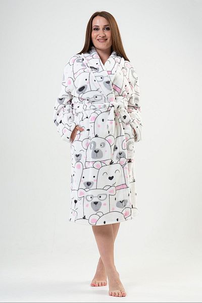 VİENETTA Rochie de damă, mărime mare, Welsoft, cu guler șal, lungă, albă C9T9N0O202