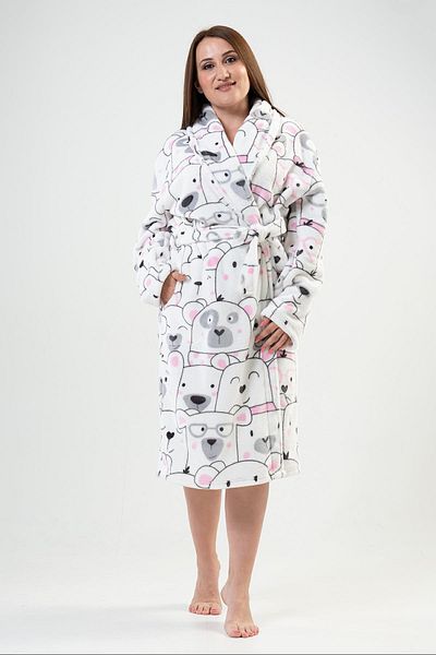 VİENETTA Rochie de damă, mărime mare, Welsoft, cu guler șal, lungă, albă C9T9N0O202