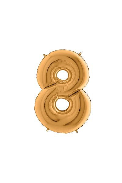 Bimotif Number foil balloon 40inc, Gold, size 8 1 piece