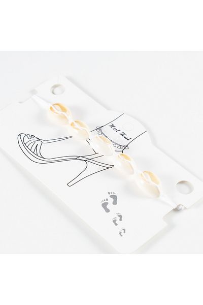 Bimotif White String Cream Beaded Anklet
