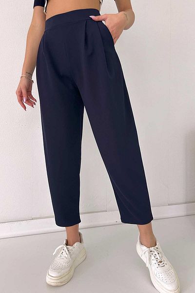 Mine Tan Butik Balloon Pants with Elastic Back - Navy Blue
