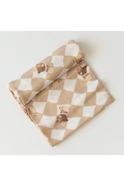 Mama Yoyo Baby&Kids Bear Patterned Organic Muslin Blanket - Multi-Purpose
