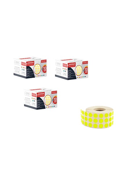 Tanex ETICHETE PUNCT 10 MM GALBENE 5000 BUC (TREI CUTII)