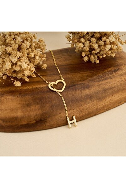 Genel Markalar Kişiye Özel Baş Harfli Kalp Y Kolye 925 Ayar