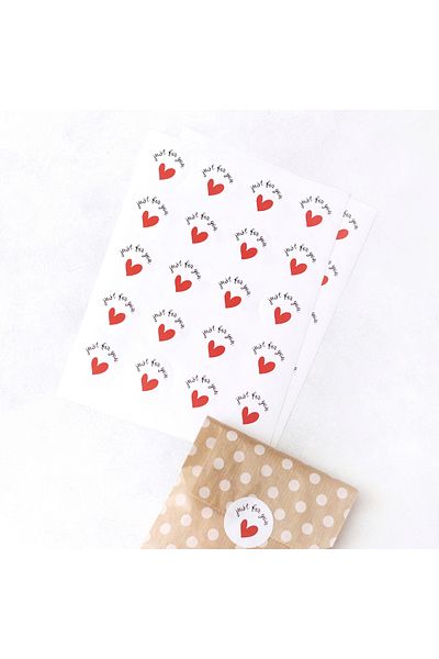 Bimotif Set of 20 Polka Dot and Zigzag Patterned Paper Bags - Just for You Sticker (18x30 cm)
