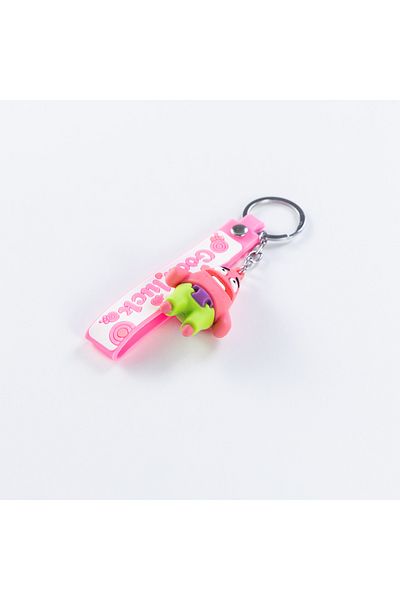 Bimotif Mini Silicone Keychain 3 Sizes - Striped, Pink-Green