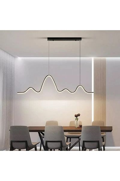 Modavize Rhythm Modern Design Bedroom Living Room Kitchen Dining Table Black Color White Led 2-Piece Chandelier (110 cm)