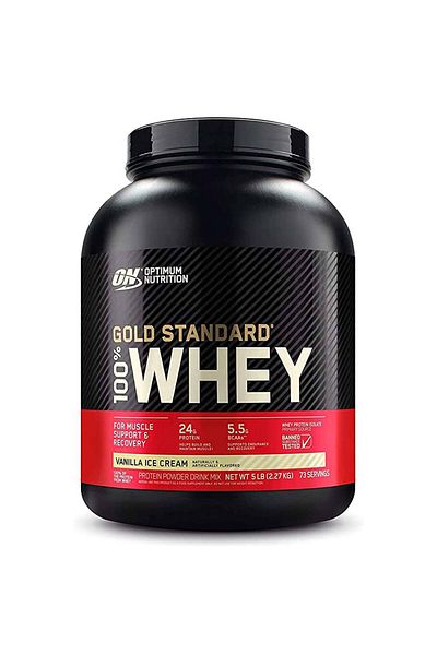Optimum Nutrition Gold Standard 100% Whey Protein, Vanilla Ice Cream, 5 LB