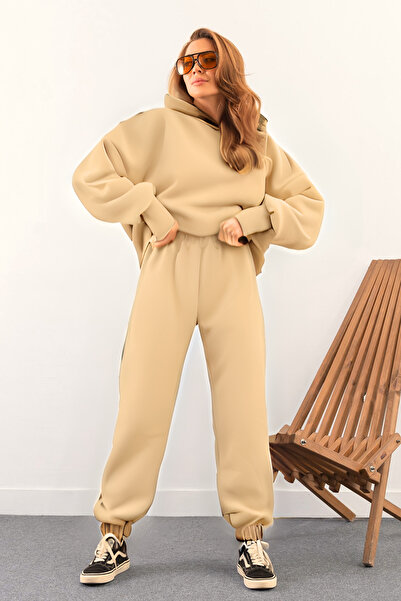 CMZ COLLECTİON Erkek 3 İplik Oversize Kalın Kışlık Unisex Baskısız Jogger Eşo...