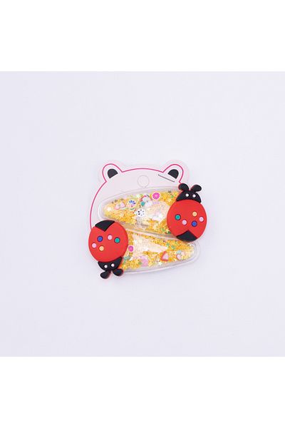 Bimotif Star glitter ladybug buckle, Yellow 2 pieces