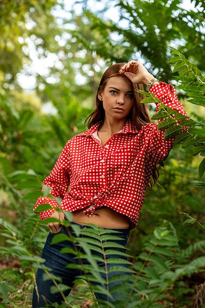 VerdeBlanco Checkered Digital Print Long Sleeve Relax Shirt
