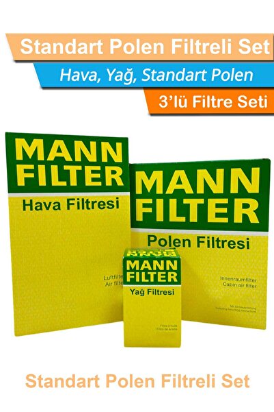Mann-Filter BMW 5 Serisi F10 5.20i MANN Filtre Bakım Seti 2012-2016 Hava+Yağ+Standart Polen