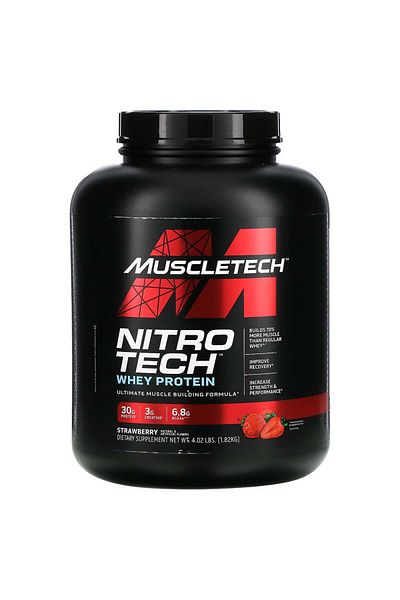 MUSCLETECH Nitro Tech Whey Protein, Strawberry, 4 LB