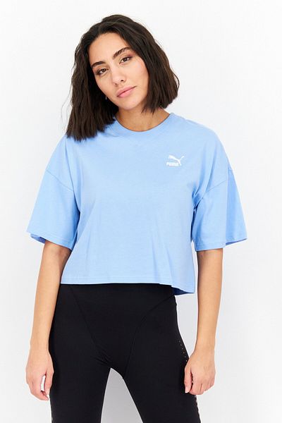 Puma Women Oversized Fit Short Sleeve Outdoor T-Shirts, Day Dream Blue