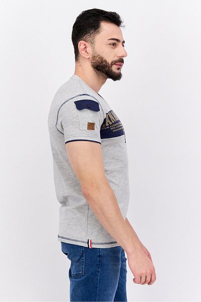 Canadian Peak Men V-Neck Short Sleeve Brand Logo T-Shirt, Grey