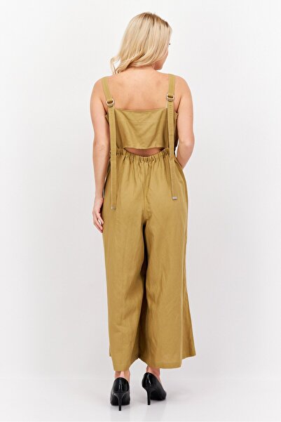 Esprit Women Plain Sleeveless Jumpsuit, Brown