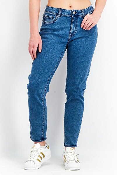 Tchibo Women Slim Fit Mid Rise 5 Pockets Washed Jeans, Blue