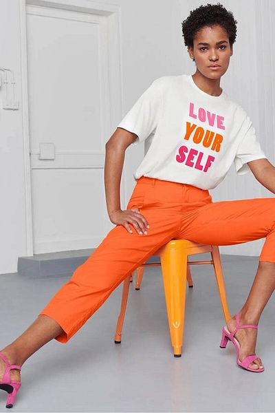 Tchibo Women Regular Fit Solid Woven Pants, Orange