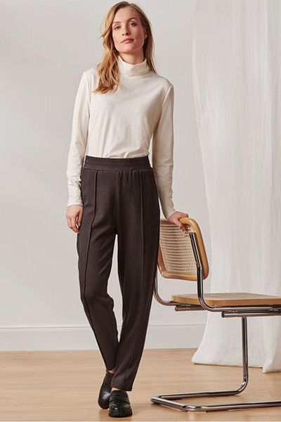 Tchibo Women Regular Fit Solid Stretchable Pants, Brown