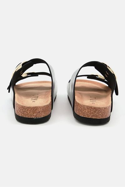 XOXO Women Slip On Cork Sandals, Metallic Diesel