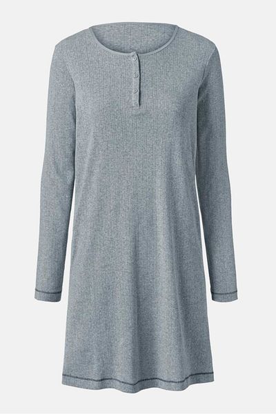 Tchibo Women Textured Ajour Nightgown, Grey