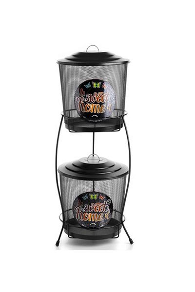 Angoravi Metal Wire Mesh 2 Layer Potato Onion Container Black Royaleks-M-0113