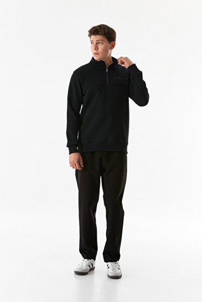 Fulla Moda Φούτερ με στάμπα με 3 κλωστές με μισό φερμουάρ γιακά