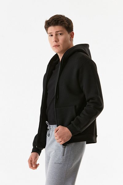 Fulla Moda Βασική φούτερ με κουκούλα με φερμουάρ