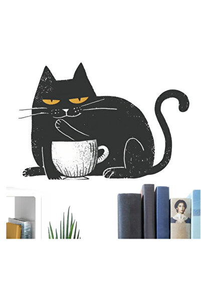 Ev Aşkı Kahve köşesi keyifli kedi stiker