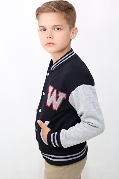 Fox Life Kids Unisex Κεντημένο Κολλεγιακό Μπουφάν - Κορίτσια και Αγόρια 8001