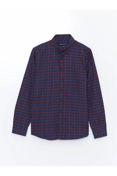 LC Waikiki Ανδρικό πουκάμισο κανονικής εφαρμογής μακρυμάνικο καρό Gabardine