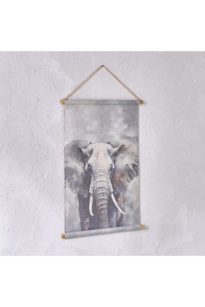 Home Box Volga Linen Fir Wood Elephant Tapestry Wall Hanging 64x92 cm