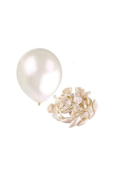 partideyince White Metallic Shiny Balloon - 10 Pieces, 12 Inch Helium Gas Compatible