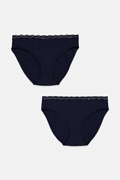 Tchibo ملابس داخلية نسائية حريرية سادة، قطعتين، أزرق داكن