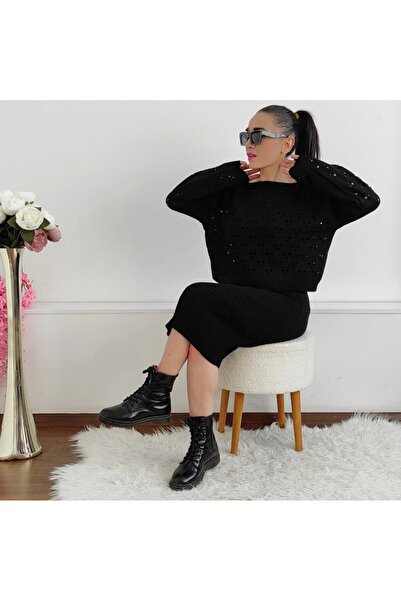 Altı Üstü Butik Ajurlu İkili Elbise