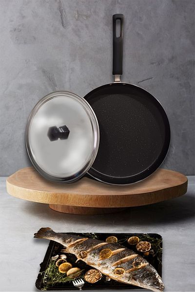 COOKCASE FISH-BURGLE PAN 28CM RIVETED BAKALITE GRILL