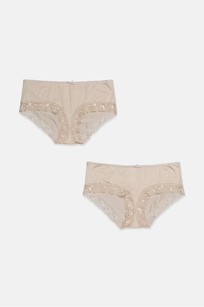 Tchibo Women 2 Pack Lace Solid Panties, Off White