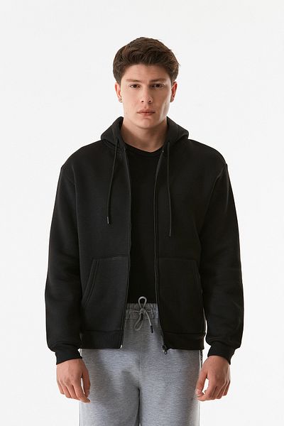 Fulla Moda Βασική φούτερ με κουκούλα με φερμουάρ