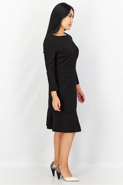 Esprit Women Boat Neck Long Sleeve Plain Midi Dress, Black