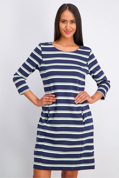 Tchibo Women Stripe Midi Dress, Navy Combo