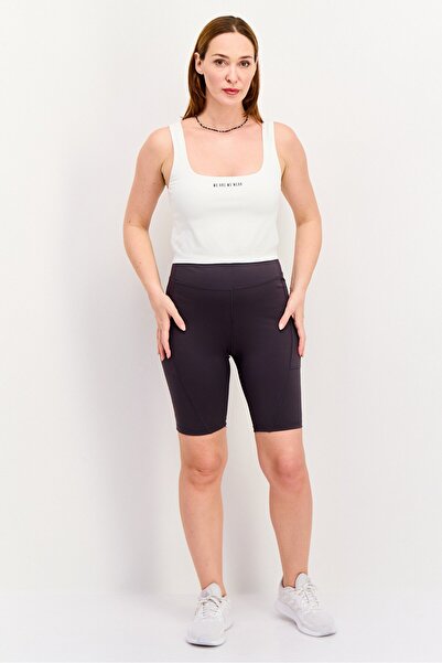 We Are We Wear Women Square Neck Sleeveless Brand Logo Tank Top, White