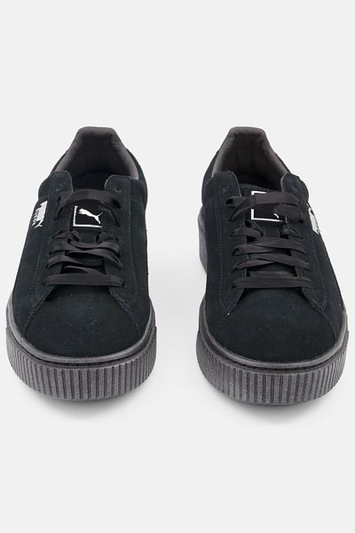 Puma Women Lace Up Suede Platform Satin Sport Shoes, Black