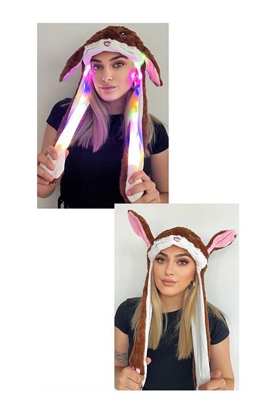 Piraye Hediyelik Eşya Misotrend Lighted Plush Figured Hat with Moving Ears