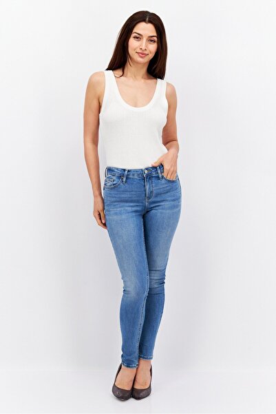 Esprit Women Skinny Fit Mid Rise Stretch Jeans, Light Blue