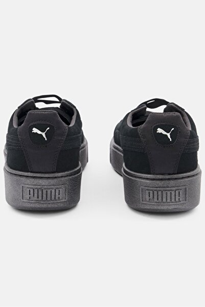 Puma Women Lace Up Suede Platform Satin Sport Shoes, Black