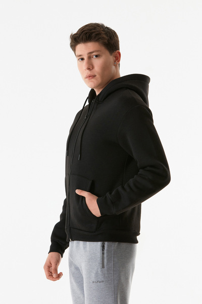 Fulla Moda Βασική φούτερ με κουκούλα με φερμουάρ