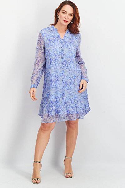 Tchibo Women Allover Print Mini Dress, Chambray Blue